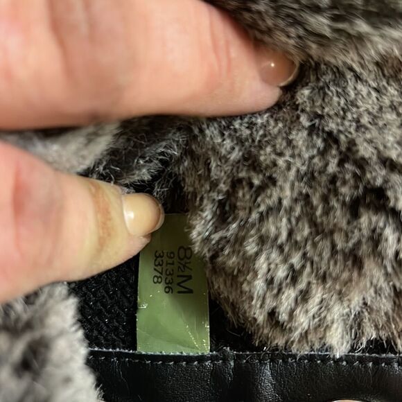 Timberland Mirney black grey fur leather suede lace up knee high boots tims 8.5 - Picture 11 of 12